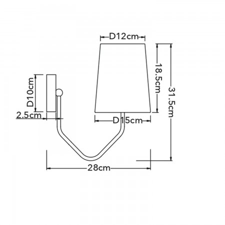 Punto Luce Applique Elegante in Metallo Lampada a Parete per Interno