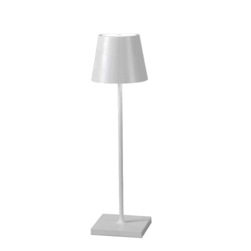 Lampada LED in Metallo Bianco Batteria Ricaricabile per Esterno da Tavolo
