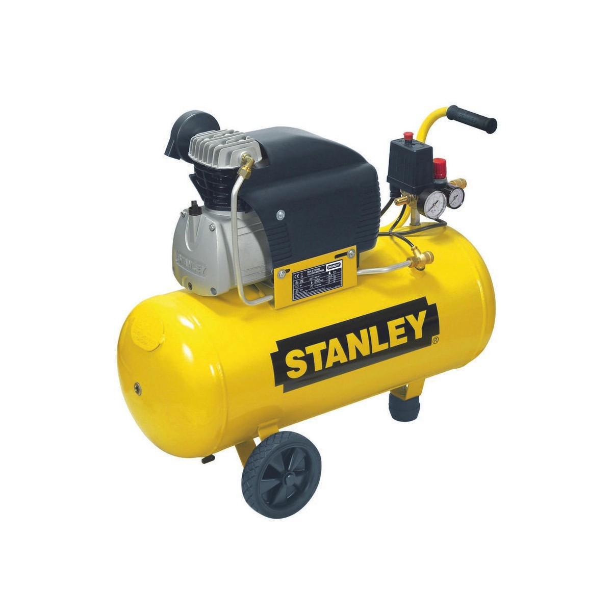 Compressore Aria Stanley 50 Lt Litri Compatto Manometro Elettrico Ruote  Valvola
