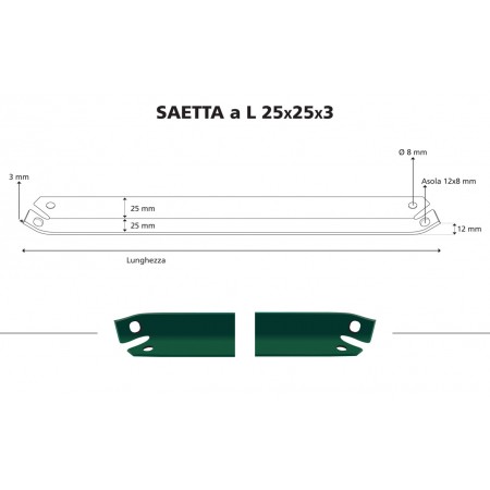 10 Saette a L 120 in Acciaio per Paletti Recinzione Pali 100 125 150