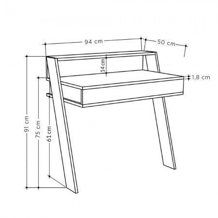 Scrivania da Parete Tortora 94x50 cm per Ufficio Coworking Bordi PVC