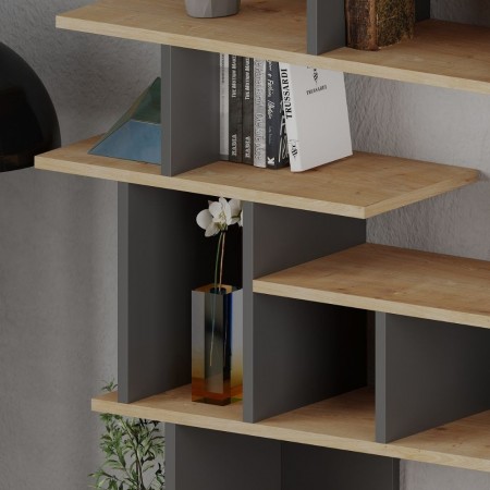 Libreria Design in Legno Rovere e Antracite per Salotto Ingresso Camera Ufficio