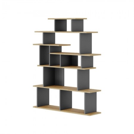 Libreria Design in Legno Rovere e Antracite per Salotto Ingresso Camera Ufficio