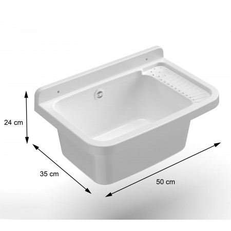 Pilozzo Acquaio in Resina 50x35 da Esterno con Sifone Piletta Vasca Lavatoio