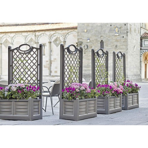 Fioriera in Resina 80x42 con Grigliato Spalliera Antracite da Balcone
