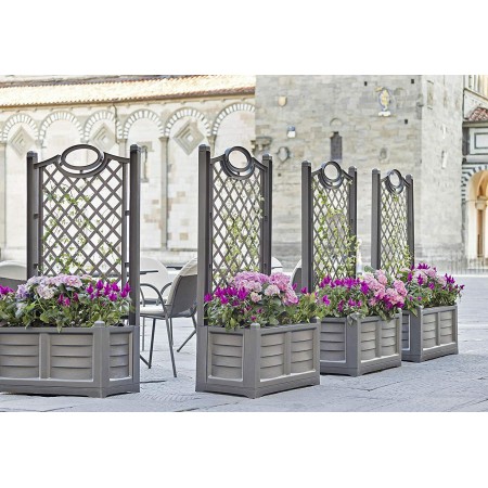 Fioriera in Resina 80x42 con Grigliato Spalliera Antracite da Balcone