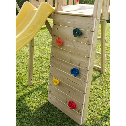 Casetta per Bambini in Legno da Giardino con Scivolo e altalena doppia