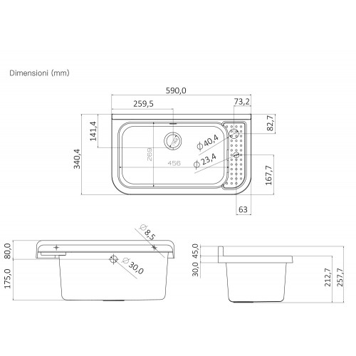 Pilozzo per Esterno 60x34 Lavello a Muro da Terrazzo Bagno Lavanderia
