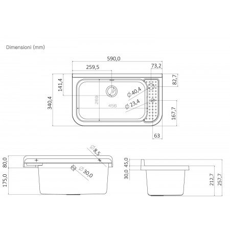 Pilozzo per Esterno 60x34 Lavello a Muro da Terrazzo Bagno Lavanderia