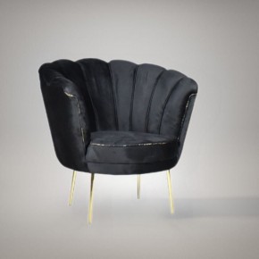 Poltrona a Conchiglia in Velluto Nero 2