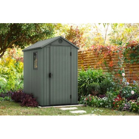 Casetta in resina Keter Darwin 125x184 cm Verde effetto Legno naturale