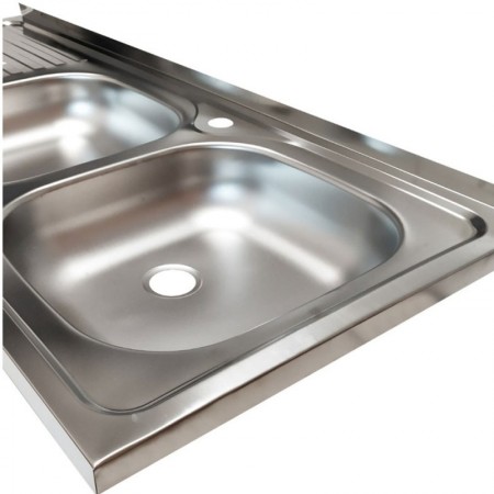 Lavello Lavandino da Cucina Appoggio 120x50 cm 2 vasche Gocciolatoio Sinistro