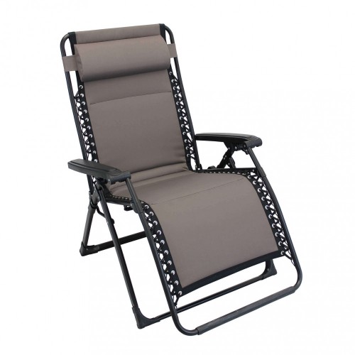 Sdraio Comfort da Esterno con Braccioli Basculante Grigio/Nero Spiaggia