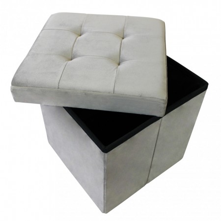 Pouf Contenitore Portaoggetti in Velluto Quadrato Portaoggetti 38x38 cm