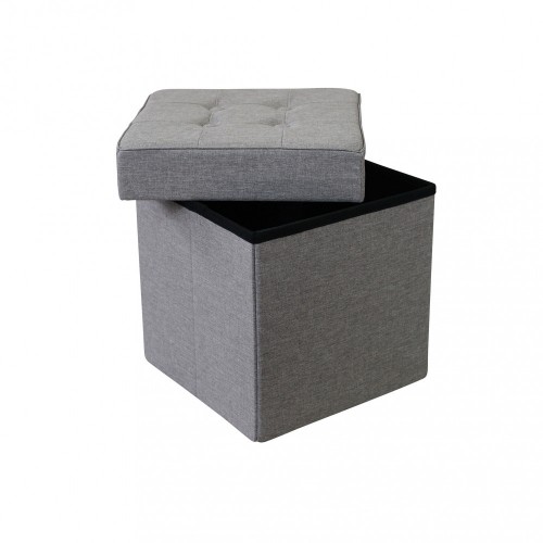 Pouf Contenitore Grigio Chiaro Quadrato 38x38x40 cm