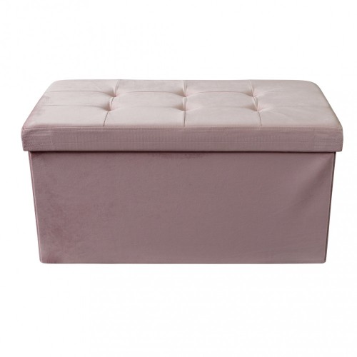 Pouf Contenitore Poggiapiedi per Soggiorno Rosa Rettangolare 76x38 cm