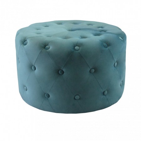 Pouf Poggiapiedi Rotondo in Velluto Verde 67 x 41 cm