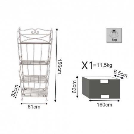 Porta Piante Nero in Metallo Scaffale per Vasi con Ripiani Versatile