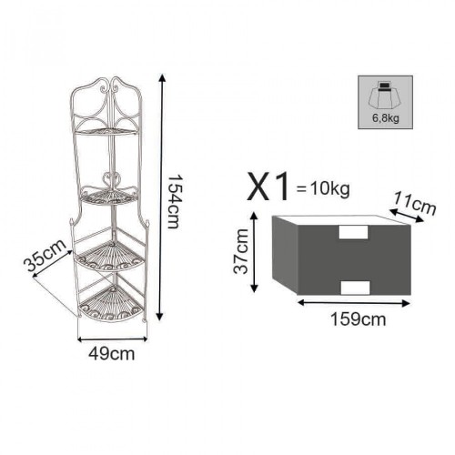 Porta Piante Nero in Metallo Scaffale per Vasi con Ripiani Versatile