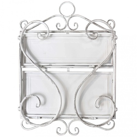 Mensola 2 Ripiani Verniciato Bianco in Metallo Antico 42x22x65 h