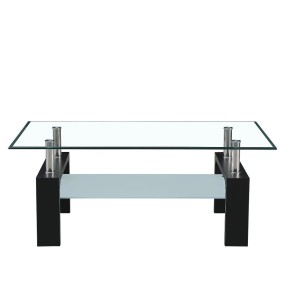 Tavolino in Vetro da Caffe 110x60 Nero Tavolo Basso da Salotto 2