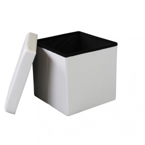 Pouf Contenitore quadrato in Ecopelle Bianco 38 x 38 x 38 cm 2