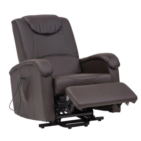 Poltrona Elettrica Reclinabile in Ecopelle Marrone Relax con Braccioli