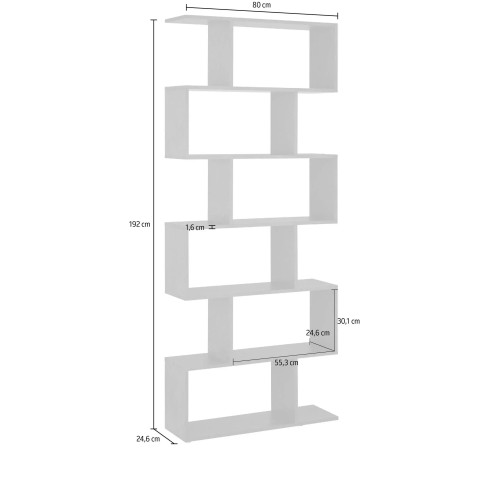 Libreria a Giorno Mobile Moderno Bianco Lucido in Legno per Ufficio