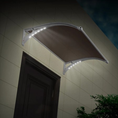Pensilina con Led 150x100 in Policarbonato Alveolare Antipioggia Grigio