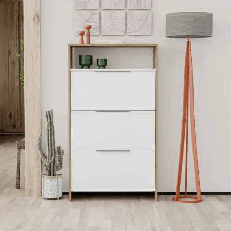 Scarpiera 3 Ante a Ribalta Noce Bianco 78x28x139 cm