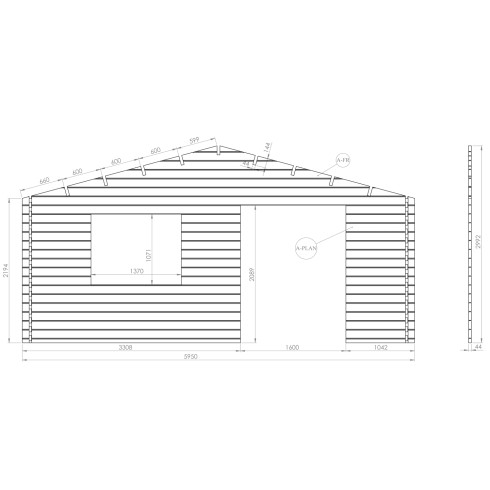 Casetta da Giardino 44 mm in Legno 6x6 infissi con doppio vetro