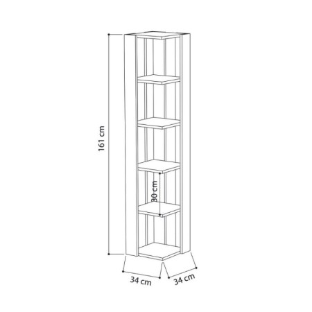 Libreria Angolare 5 ripiani Bianca 34x34x161 cm