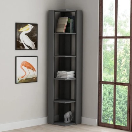 Libreria Angolare 5 ripiani Grigia 34x34x161 cm