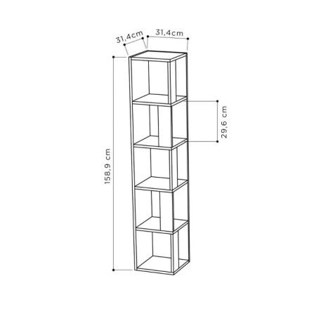 Libreria Angolare 5 ripiani Antracite 31x31x158 cm