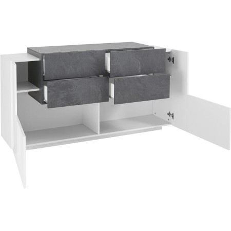 Credenza con 2 ante 4 Cassetti 160cm Bianco Ardesia per Soggiorno