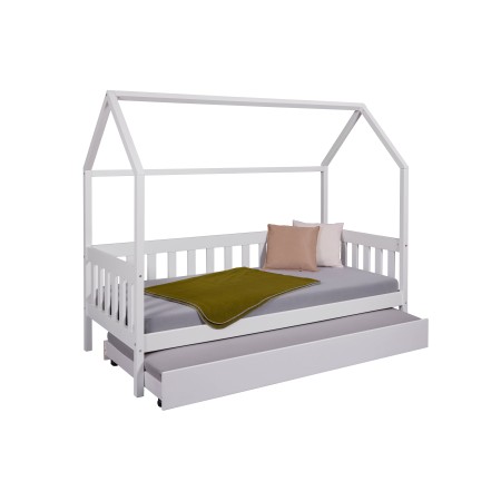 Letto singolo 90x200 cm Bianco con Tetto Doghe
