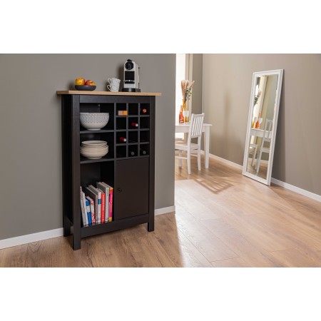 Cantinetta Helina nera in rovere artigianale 76,8x33x124,4 cm