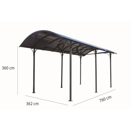 Carport in Alluminio 3.6x7.6 mt Policarbonato Posto Auto Tettoia Camper Furgoni | BricoShop24