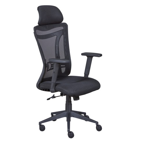 Sedia da Ufficio Nera in Rete Ergonomica con Ruote
