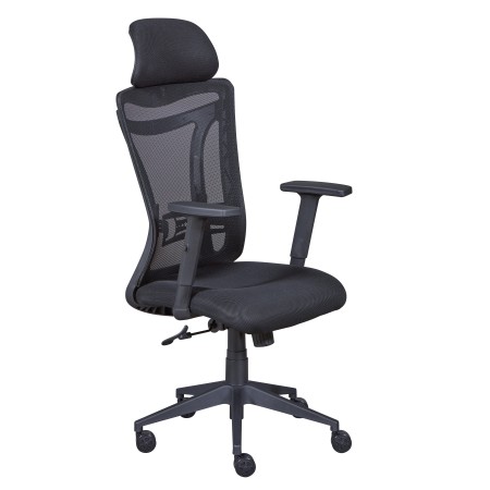 Sedia da Ufficio Nera in Rete Ergonomica con Ruote