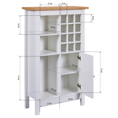 Credenza Cantina Porta Vino Bianco Rovere 76,8 x 33 x 124,4 cm