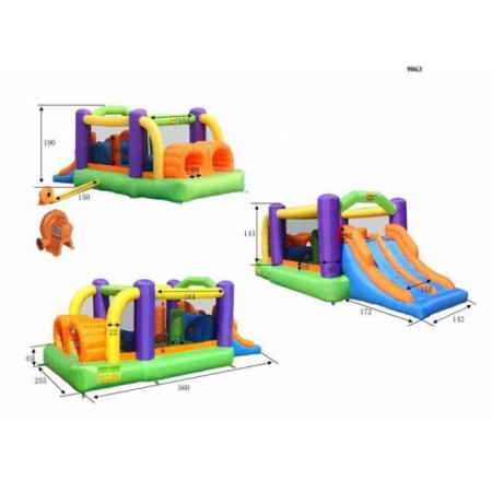 Gonfiabile Percorso ad Ostacoli con Scivolo 560 x 255 x 190 cm