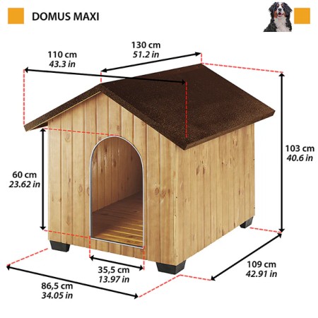 Cuccia per Cani maxi 107,5x130x103 cm da esterno in legno