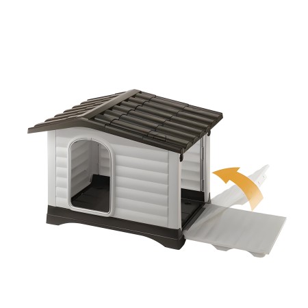 Cuccia per Cani 73x59x53 cm per esterni con parete apribile
