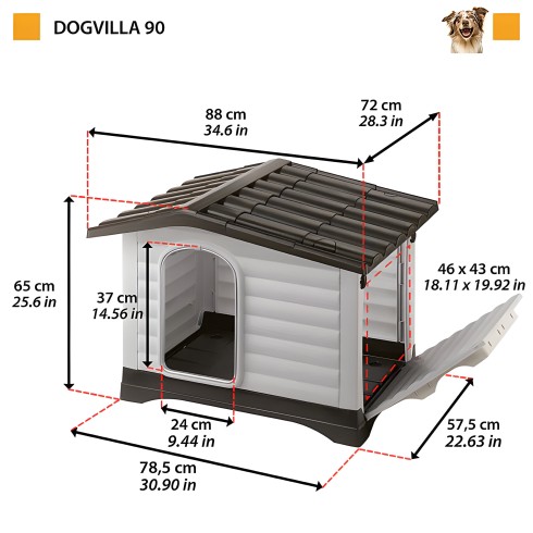 Cuccia per Cani 88x72x65 cm con pannello laterale ribaltabile