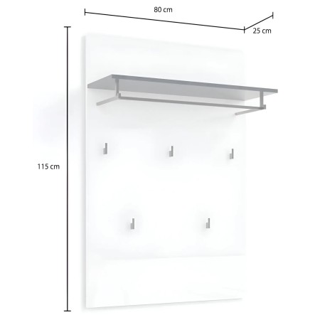 Appendiabiti da Parete Bianco 80x26x115 cm con Mensola Antracite