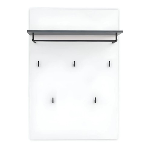 Appendiabiti da Parete Bianco 80x26x115 cm con Mensola Antracite