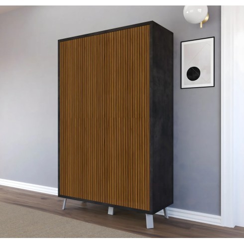 Mobile Soggiorno 4 Ante 108x41x161 cm Rovere e Nero