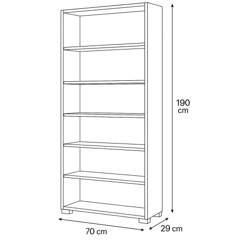 Libreria Moderna 70x29x190 cm Bianca con Ripiani Regolabili
