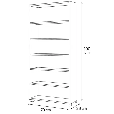 Libreria Moderna 70x29x190 cm Noce con Ripiani Regolabili